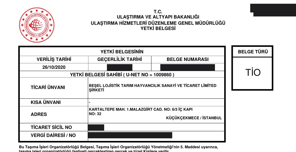 Beşel Lojistik TİO licence